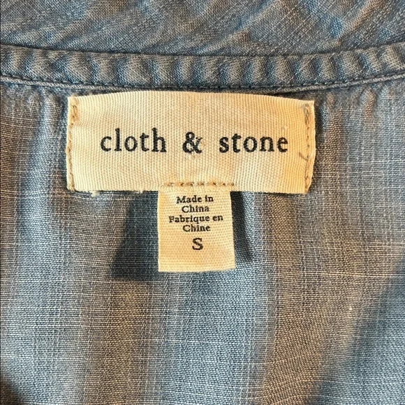 Cloth & Stone Sky Blue short~sleeve V-Neck Tunic Dress size small - Picture 2 of 8